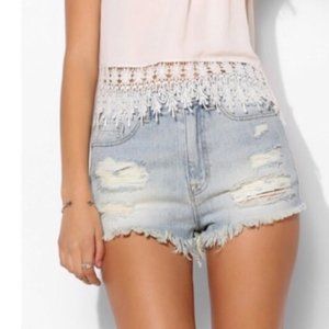 BDG High Rise Cheeky Shorts - Light Wash